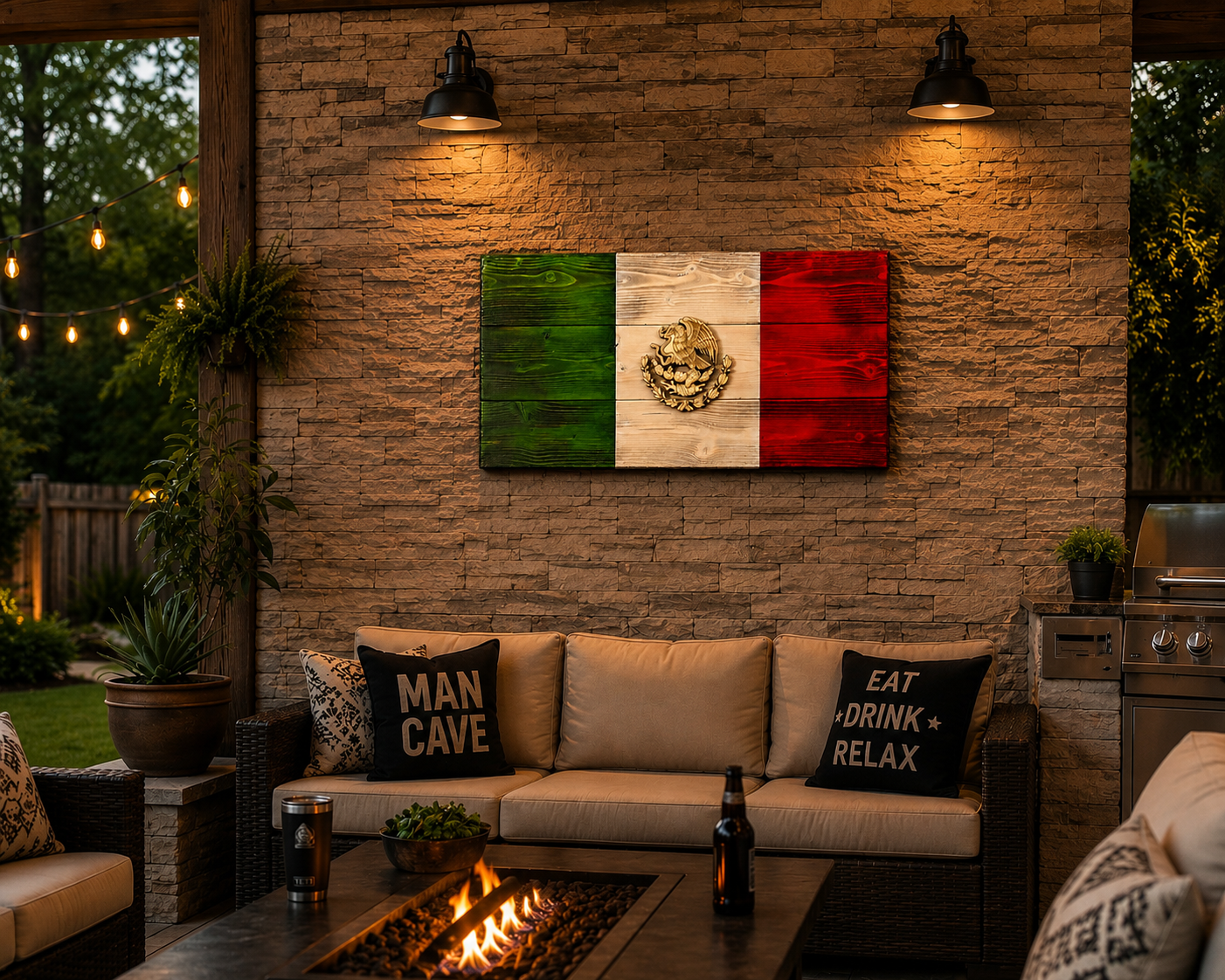 Mexico y Republica Dominicana wooden Flags